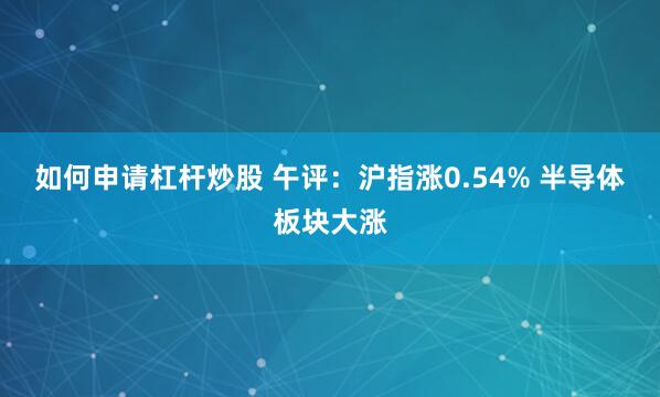 如何申请杠杆炒股 午评：沪指涨0.54% 半导体板块大涨